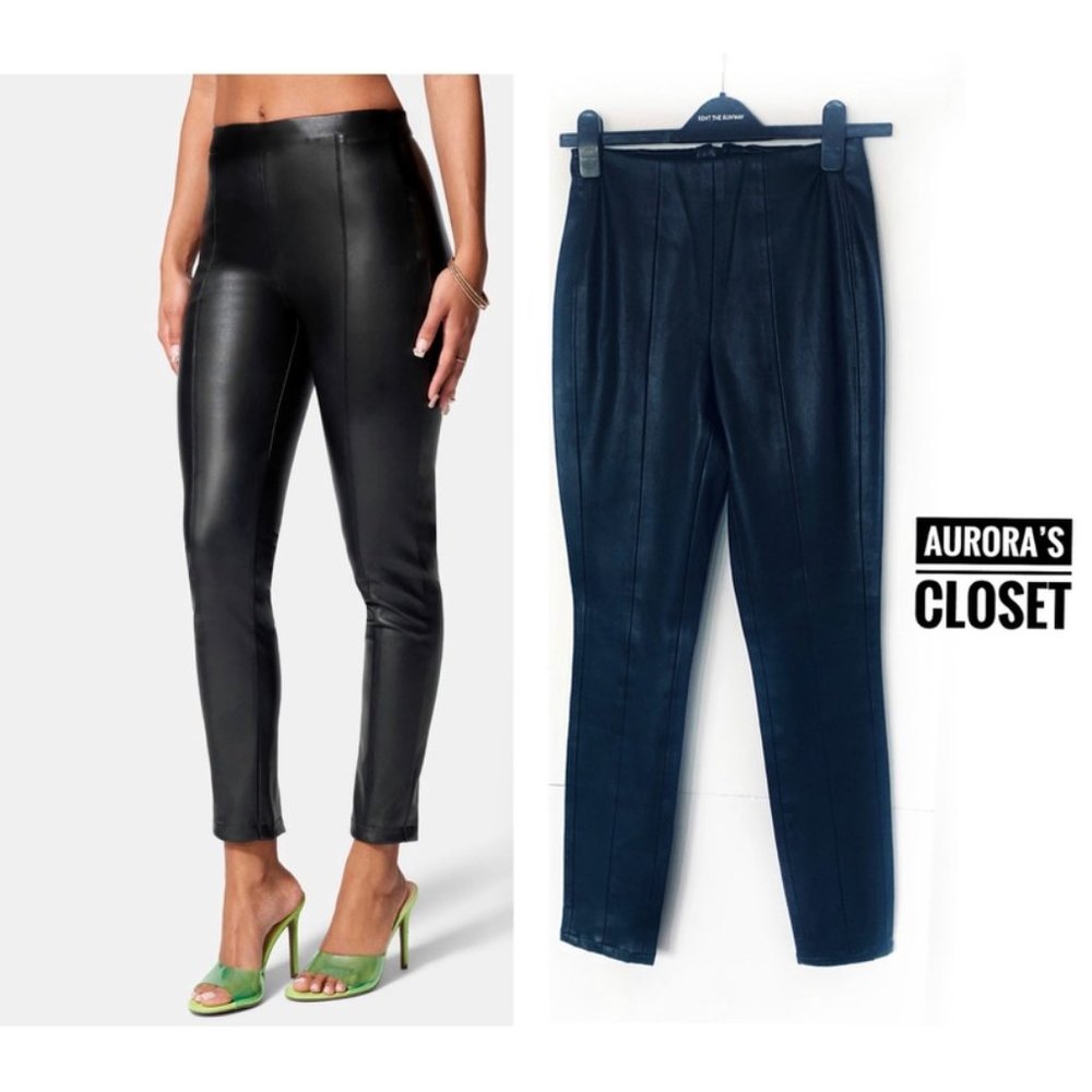 Blank NYC 25 Black Faux Leather Skinny Pants Crop Ankle Zippers